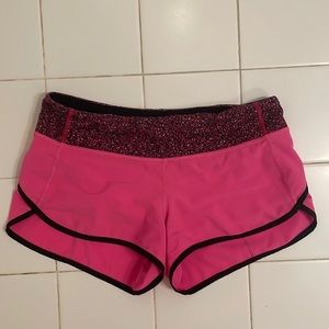 Light neon pink lulu lemon shorts